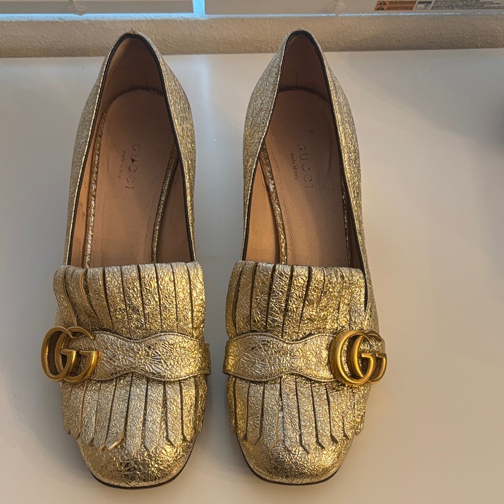 Gucci Metallic Gold Women's mid heel